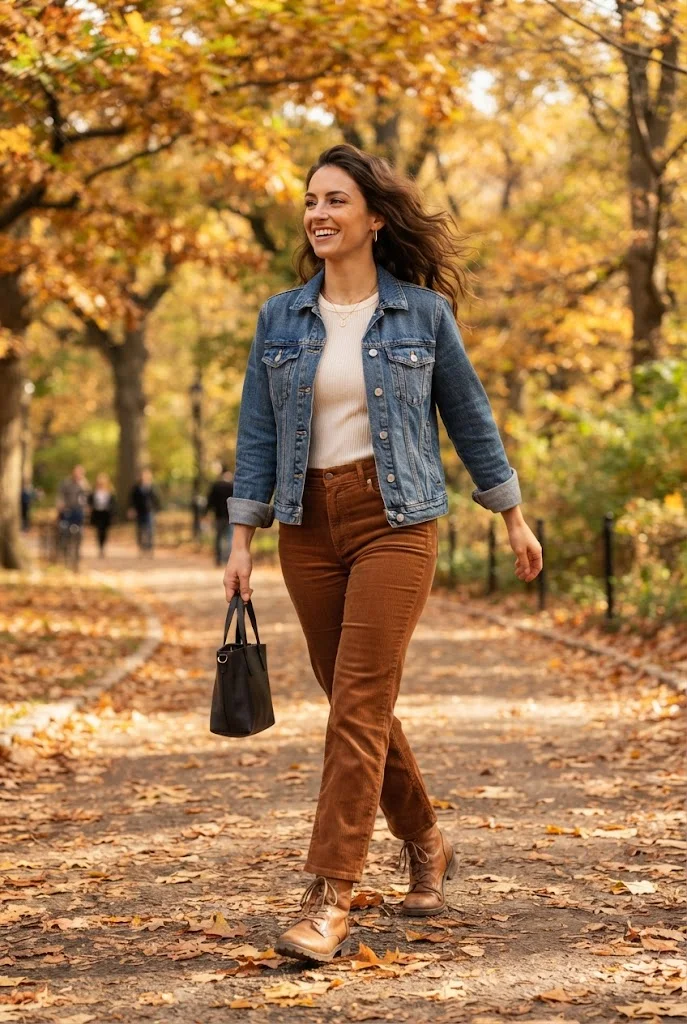 Corduroy Pants With a Denim Jacket